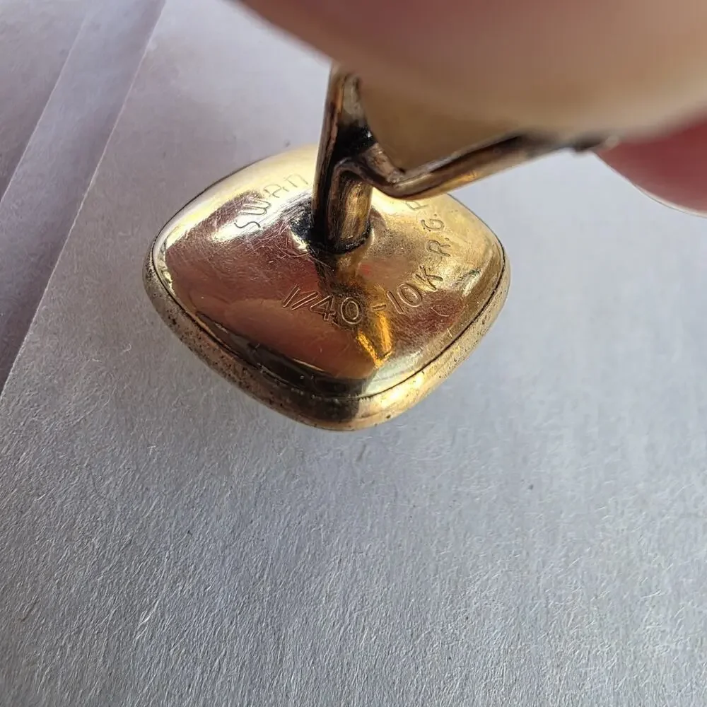Vintage SWANK Mother of Pearl Abalone 1/40 10K Rolled Plated Cuff Links Gray